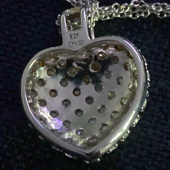 Stunning 925 silver heart-sparkling pendant-Beautiful!! 17” - Picture 5 of 9